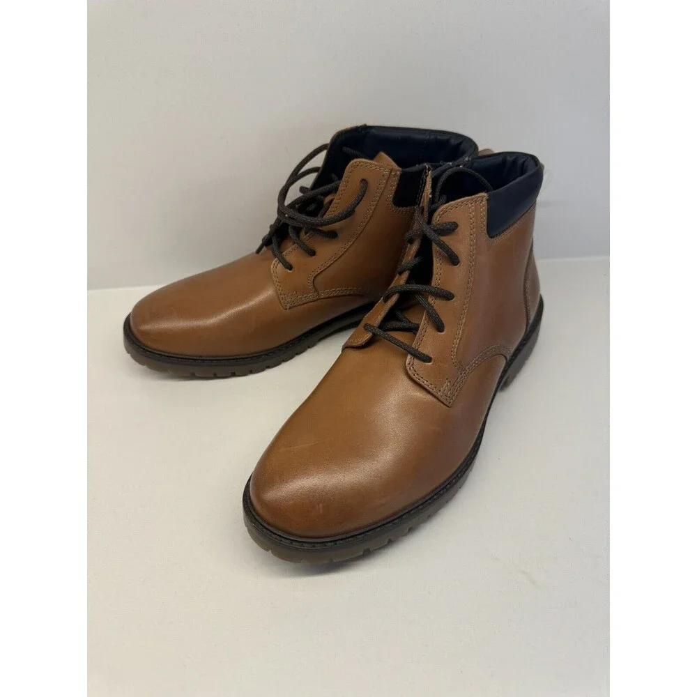 JONHSON & MURPHY boots Patterson Brown genuine Leather Lace Up Boy's youth 4M